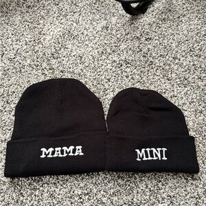 Black Knit Beanie Set for Kids and Adults
